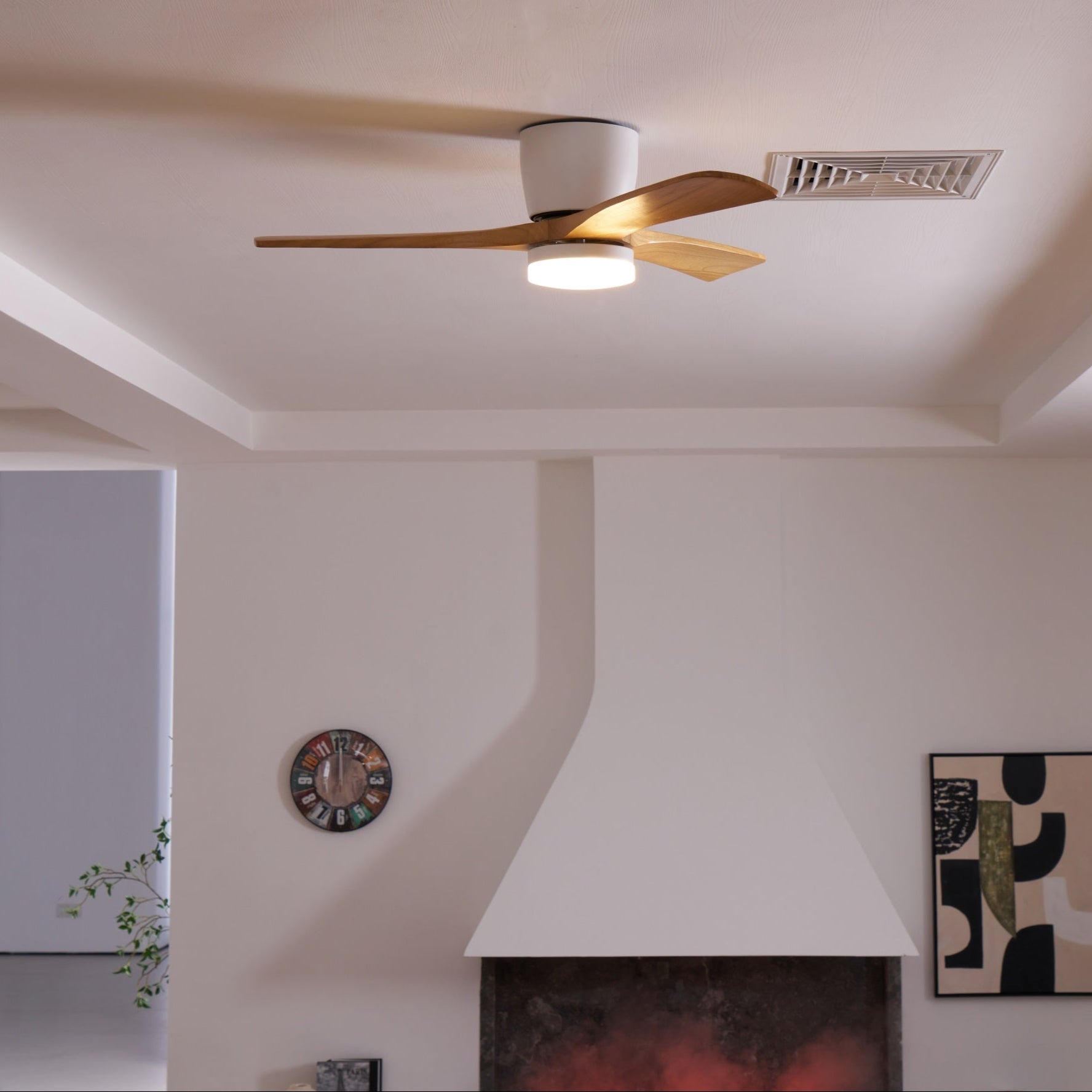 Nordic Wooden Ceiling Fan Light | LED, 6-Speed Control & Ideal for Indoor Spaces, Available in 42", 48", 52" Sizes