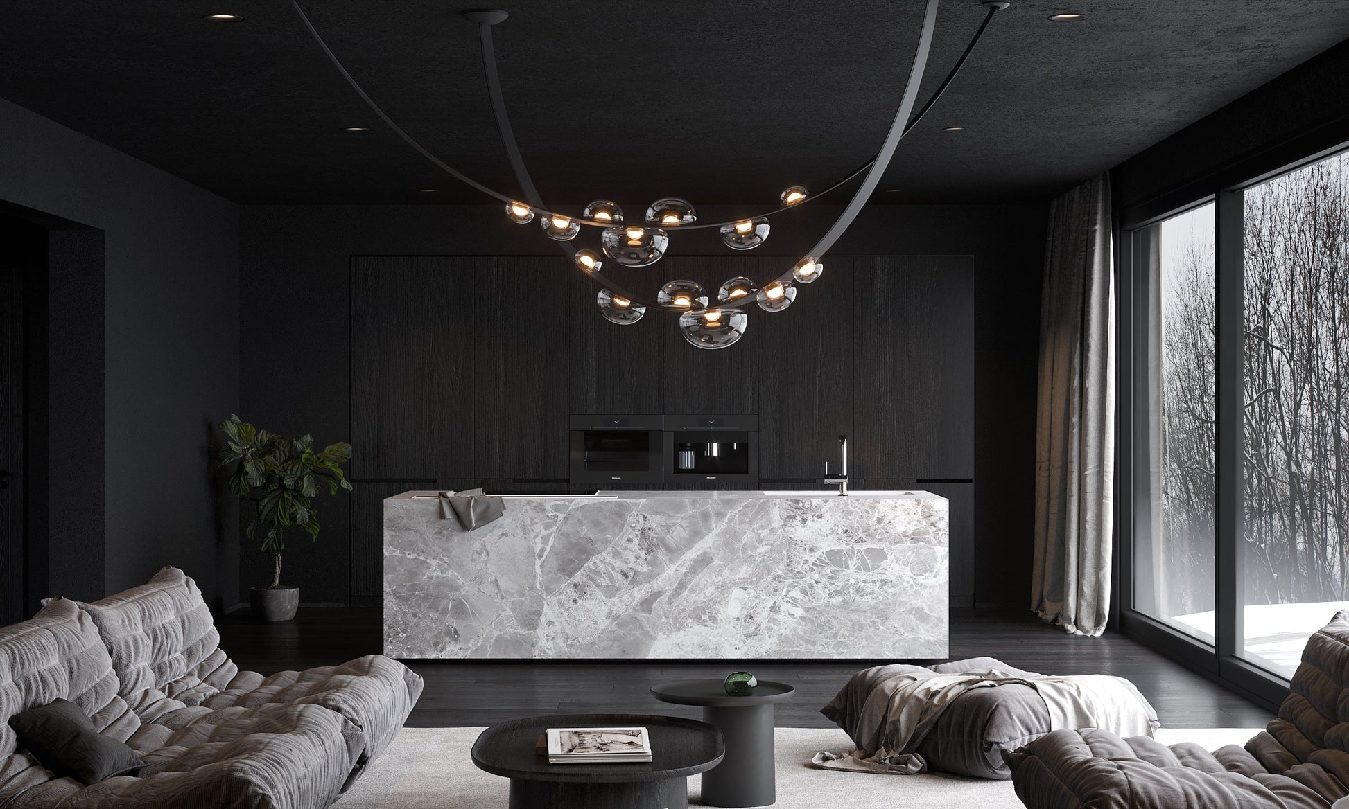 Dew Drops Pendant Lamp | Integrated LED, Smoke Grey Finish & Ideal for Indoor Spaces