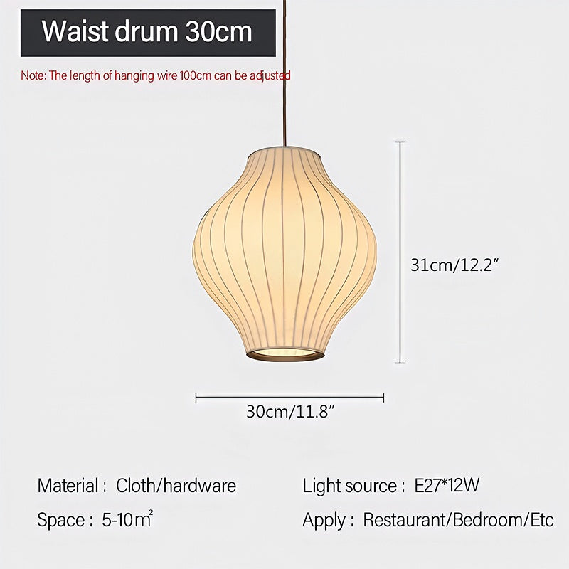 Vintage LED Silk Lantern Pendant Light | Adjustable Height, Sloped Ceiling Friendly & Ideal for Living Rooms and Dining Areas