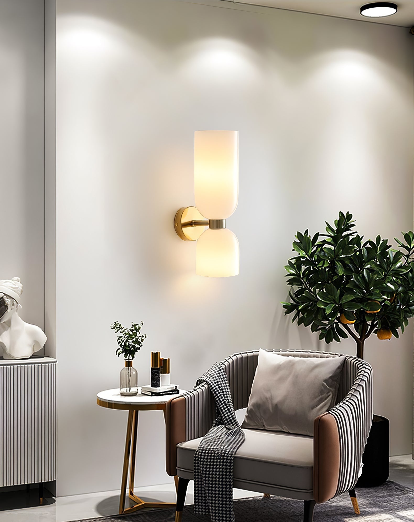 Edie Wall Lamp | Opal Glass Shade, Metal Body & Ideal for Indoor Use in Modern Spaces