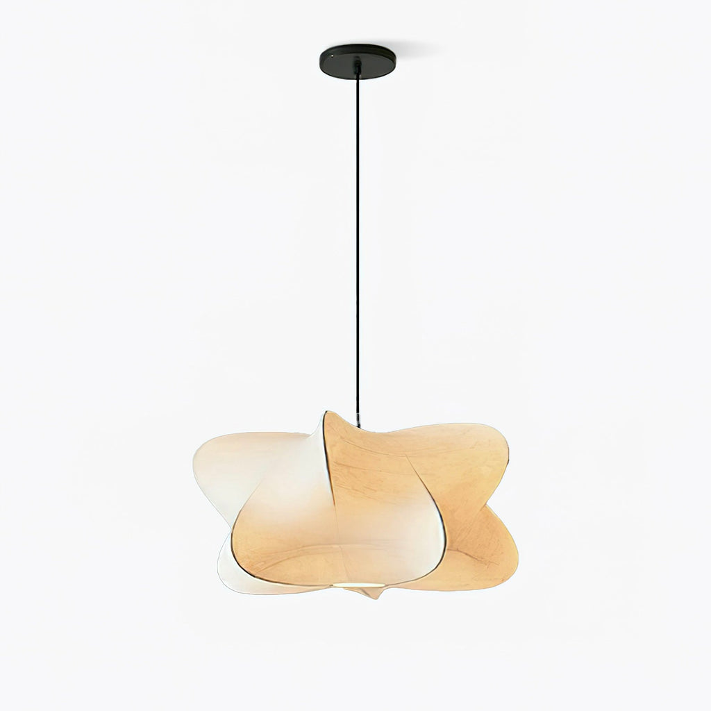 Cocoon-Style Pendant Light | Silk & Iron, Adjustable Height for Dining Room & Living Room
