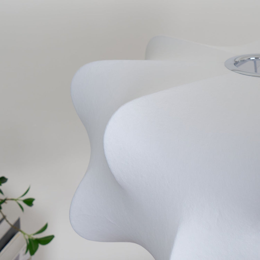 Cocoon-Style Pendant Light | Silk & Iron, Adjustable Height for Dining Room & Living Room