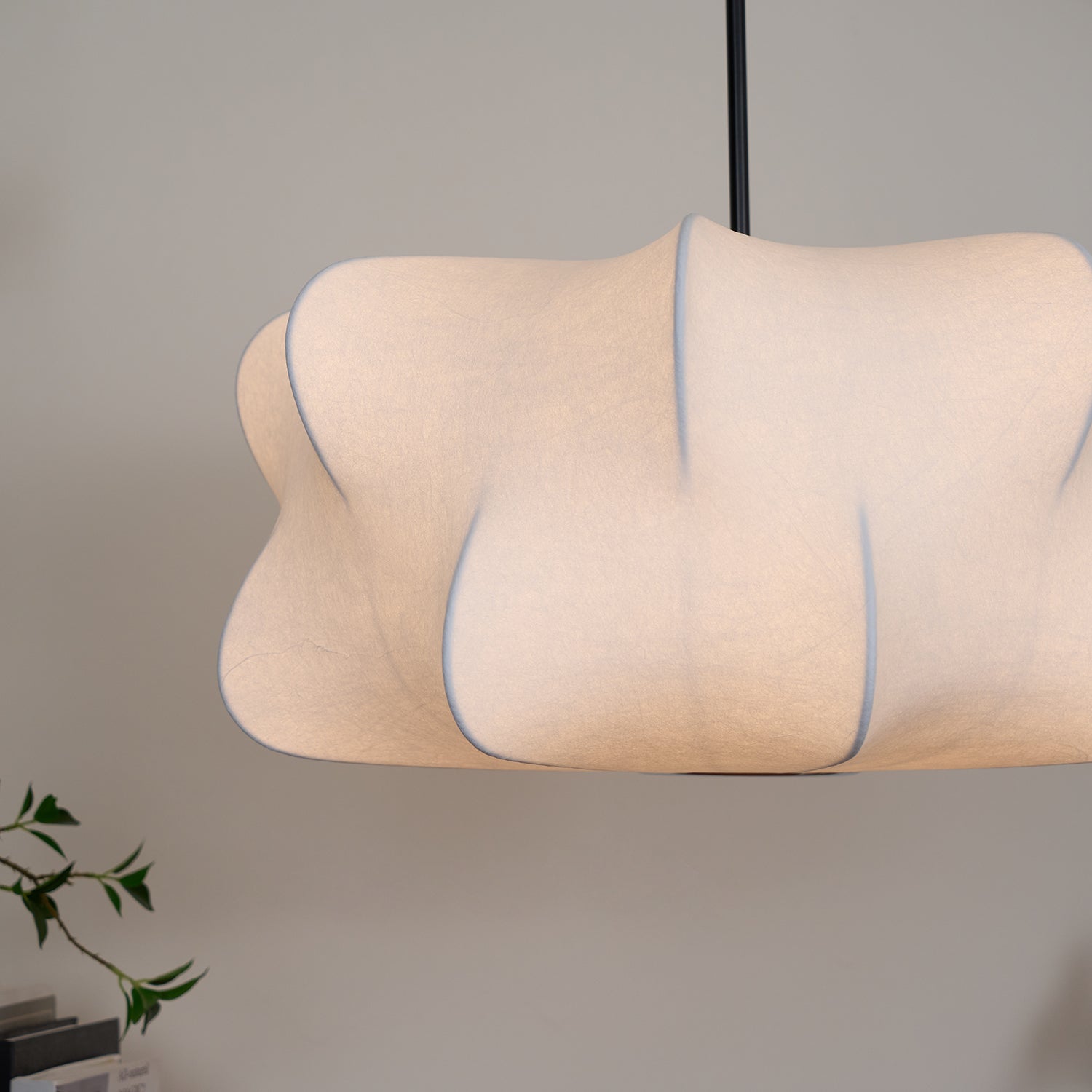 Cocoon-Style Pendant Light | Silk & Iron, Adjustable Height for Dining Room & Living Room