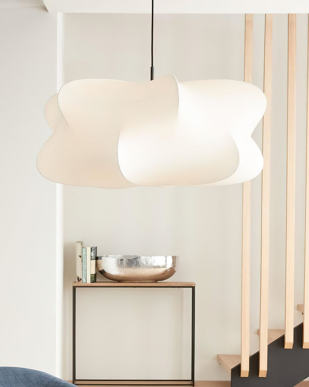 Cocoon-Style Pendant Light | Silk & Iron, Adjustable Height for Dining Room & Living Room