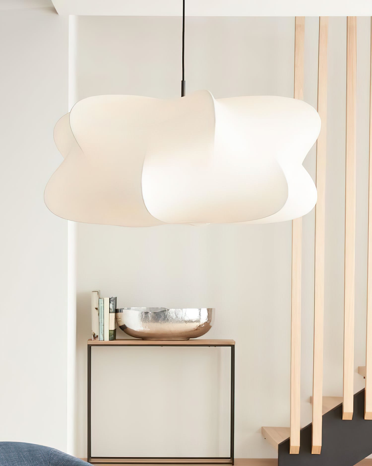 Cocoon-Style Pendant Light | Silk & Iron, Adjustable Height for Dining Room & Living Room