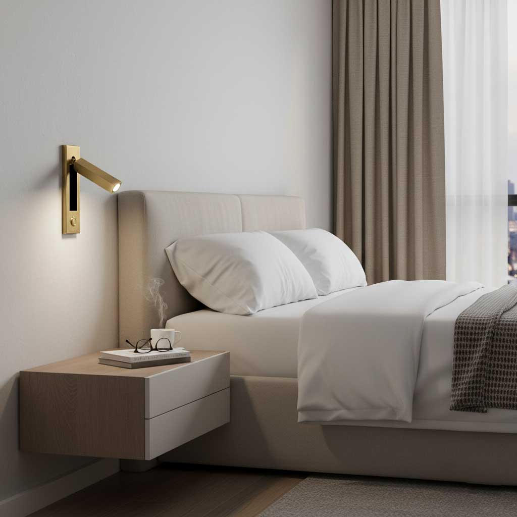 LED Bedside Reading Light | Adjustable Head, Dimmable & Space-Saving for Modern Bedrooms