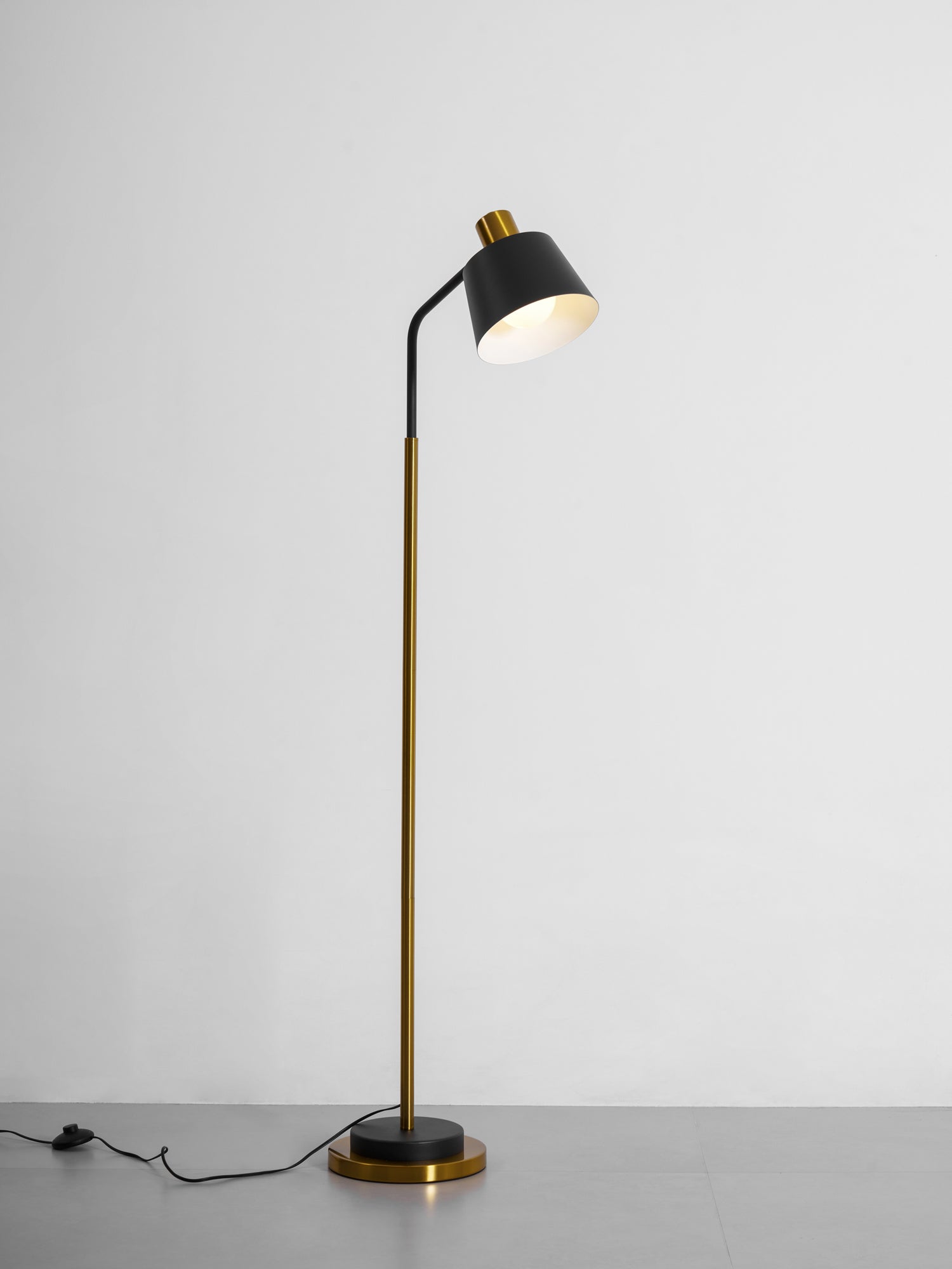 Mid-Century Modern Floor Lamp | Adjustable Shade, Gold Base & Ideal for Small Spaces