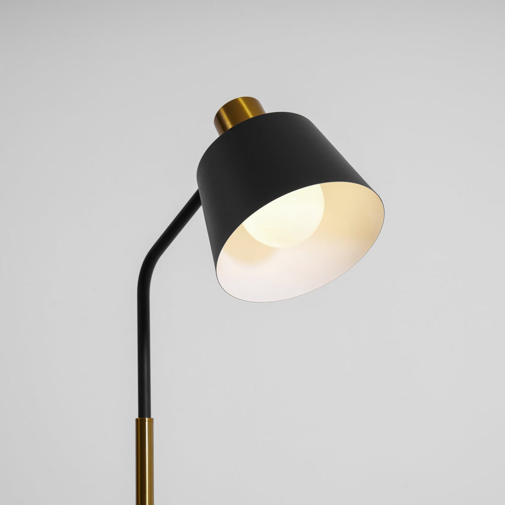 Mid-Century Modern Floor Lamp | Adjustable Shade, Gold Base & Ideal for Small Spaces