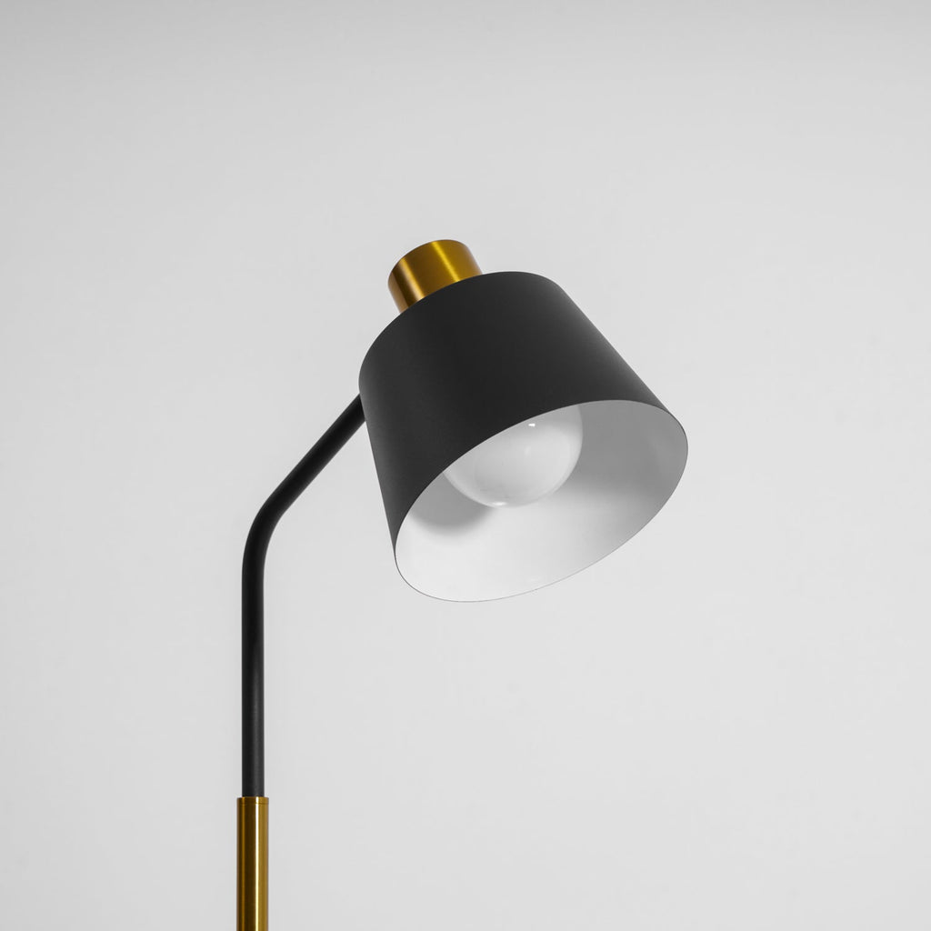 Mid-Century Modern Floor Lamp | Adjustable Shade, Gold Base & Ideal for Small Spaces