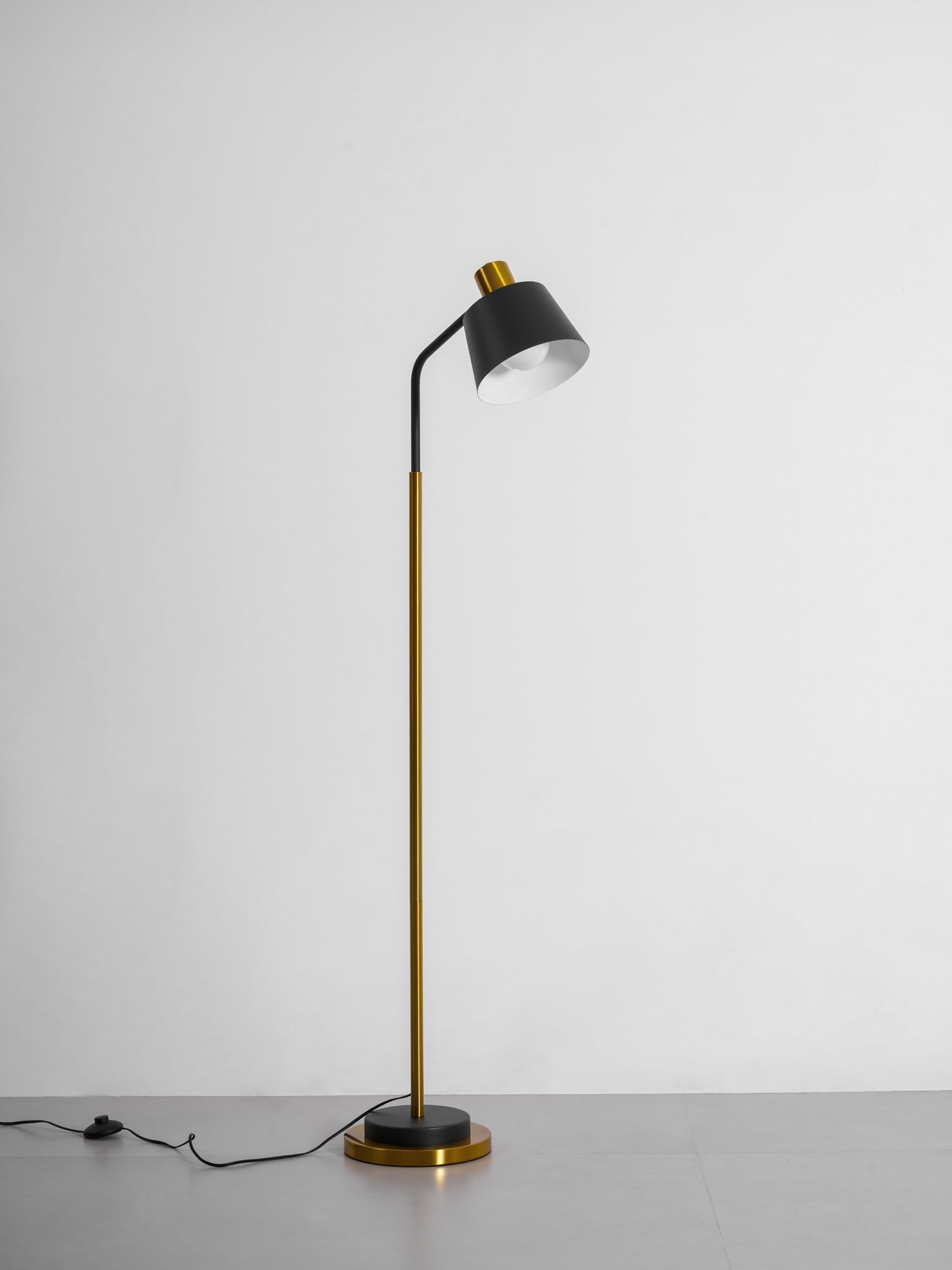 Mid-Century Modern Floor Lamp | Adjustable Shade, Gold Base & Ideal for Small Spaces