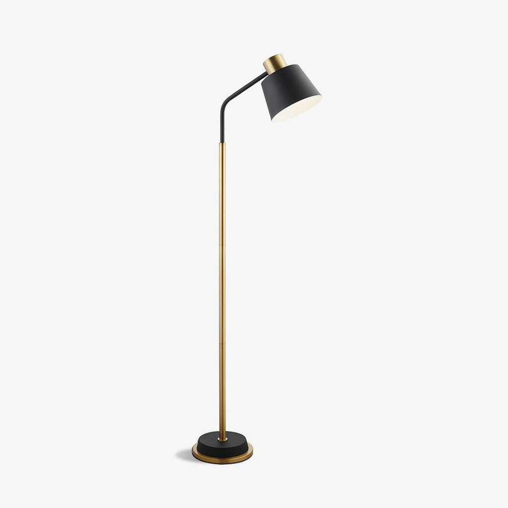 Mid-Century Modern Floor Lamp | Adjustable Shade, Gold Base & Ideal for Small Spaces