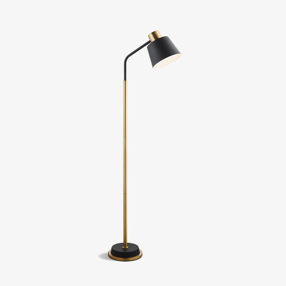 Mid-Century Modern Floor Lamp | Adjustable Shade, Gold Base & Ideal for Small Spaces