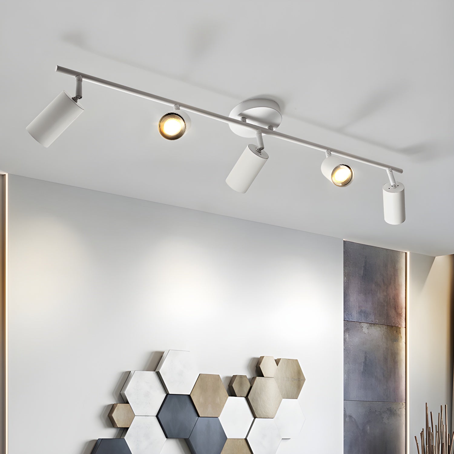 LED Ceiling Light | Adjustable Spotlight Heads with Gold Accents for Living Spaces and Galleries