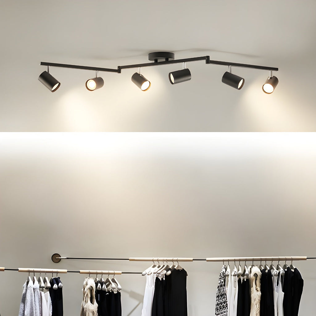 LED Ceiling Light | Adjustable Spotlight Heads with Gold Accents for Living Spaces and Galleries