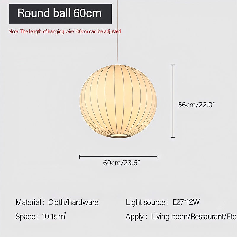 Vintage LED Silk Lantern Pendant Light | Adjustable Height, Sloped Ceiling Friendly & Ideal for Living Rooms and Dining Areas