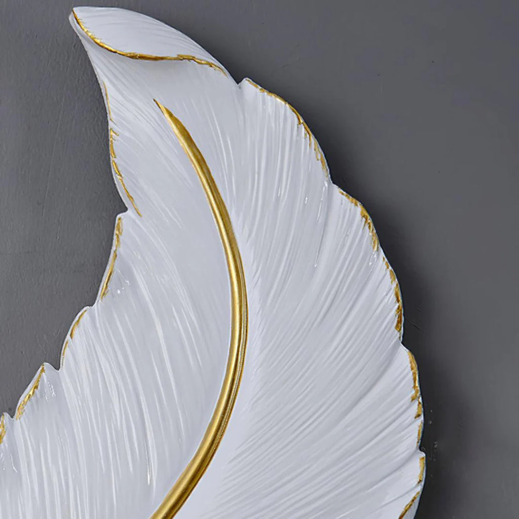 Feather Wall Lamp | Integrated LED, Gold & White Finishes for Modern Bedrooms and Living Spaces