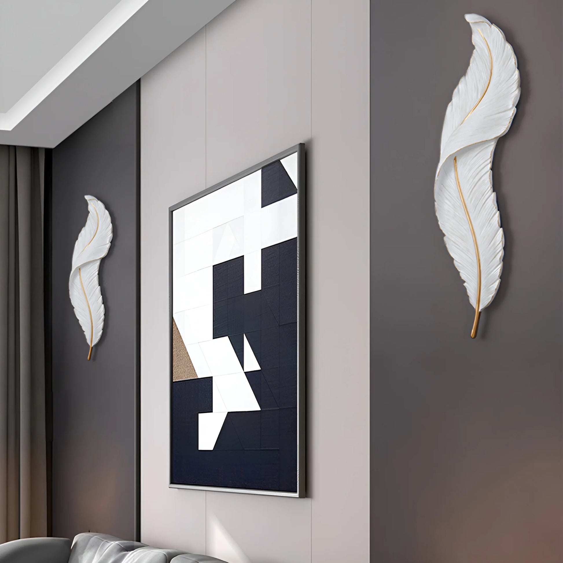 Feather Wall Lamp | Integrated LED, Gold & White Finishes for Modern Bedrooms and Living Spaces