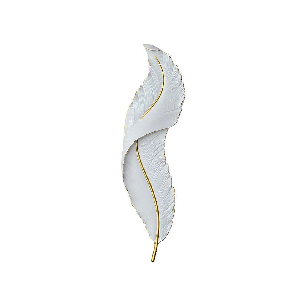 Feather Wall Lamp | Integrated LED, Gold & White Finishes for Modern Bedrooms and Living Spaces