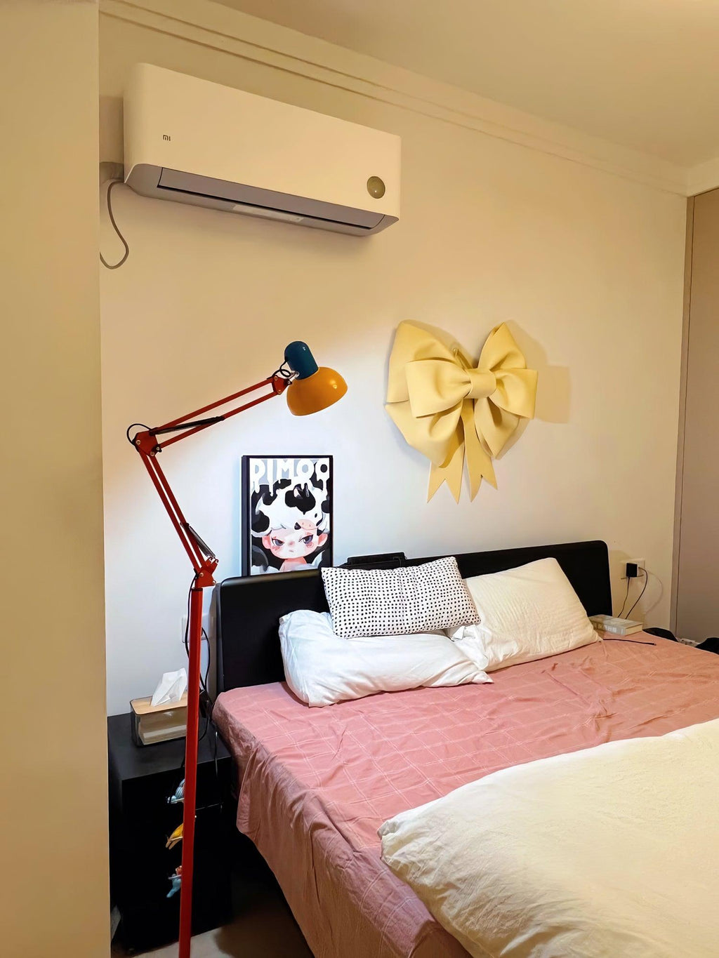 LED Floor Lamp | Adjustable Multi-Jointed Arm, Bright Blue Base & Yellow Shade for Home Office or Reading