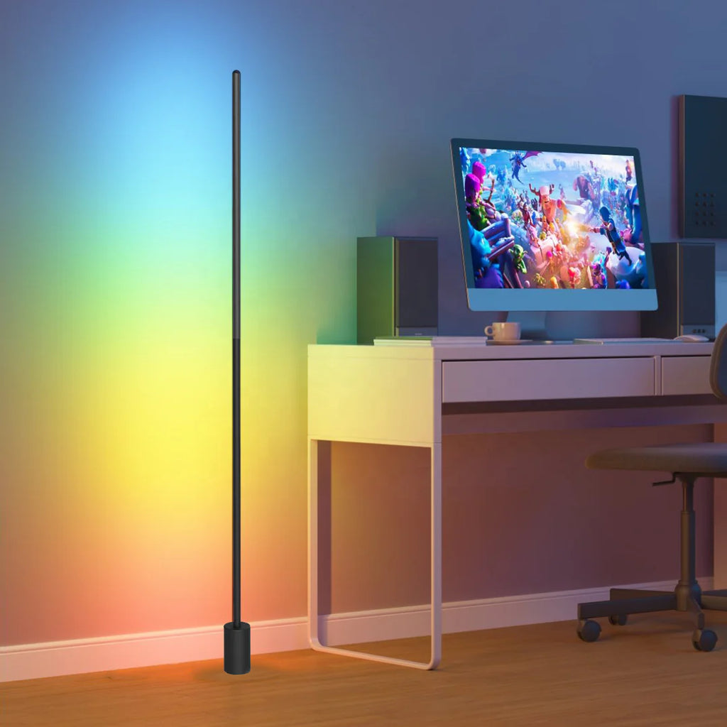 LED Corner Floor Lamp with Adjustable Brightness and Modern Design for Living Room & Bedroom Lighting
