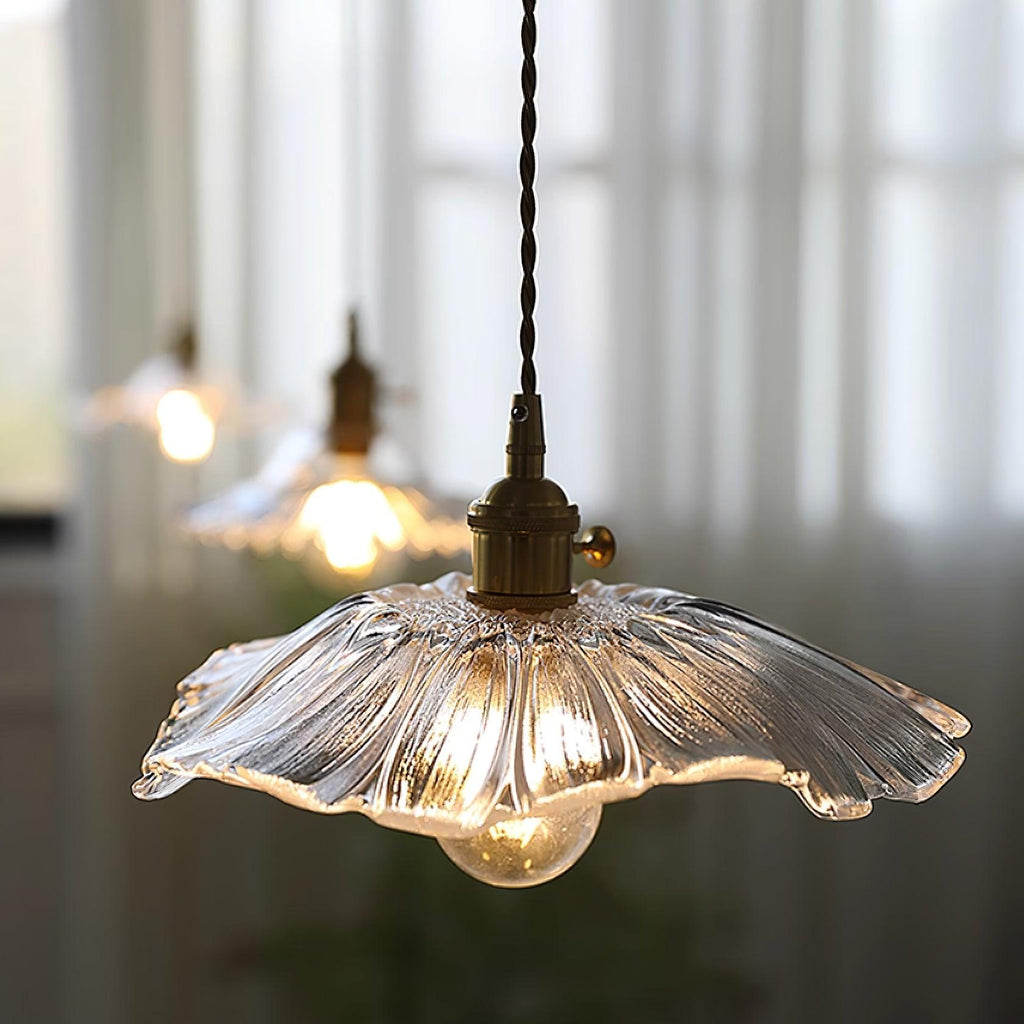 Flower Glass Pendant Light Fixture - Modern Floral Design for Kitchen, Dining Room & Living Room Illumination