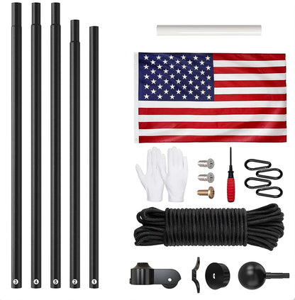 Heavy Duty 20 FT Flag Pole Kit with Extra Thick Outdoor Flag and 3x5 American Flag for Residential or Commercial Use