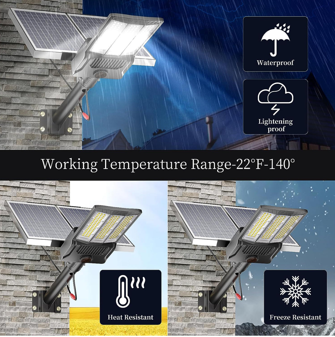 6500W Solar Street Lights - 500000LM High-Powered Outdoor Lighting for Commercial Parking Lots - 6500K Dusk to Dawn with Remote Control