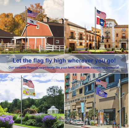 Heavy Duty 20 FT Flag Pole Kit with Extra Thick Outdoor Flag and 3x5 American Flag for Residential or Commercial Use