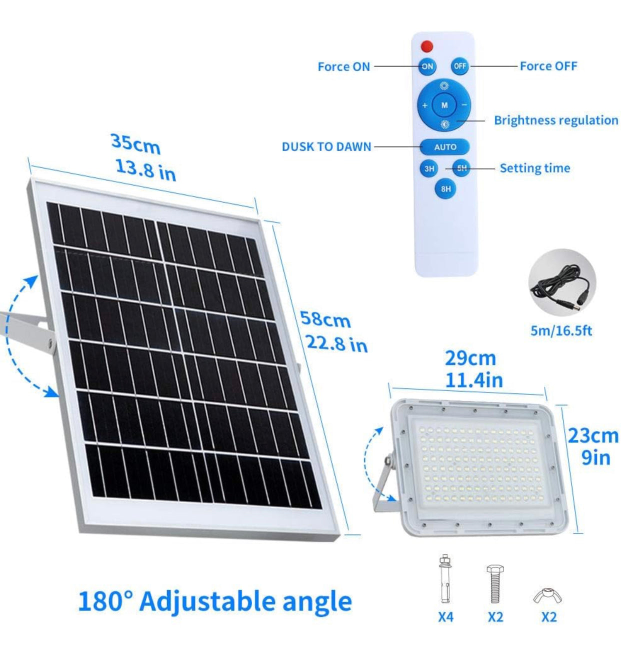 300W LED Solar Flood Light, 24000 Lumens Waterproof Outdoor Lighting with Remote Control for Streets, Gardens & Patios