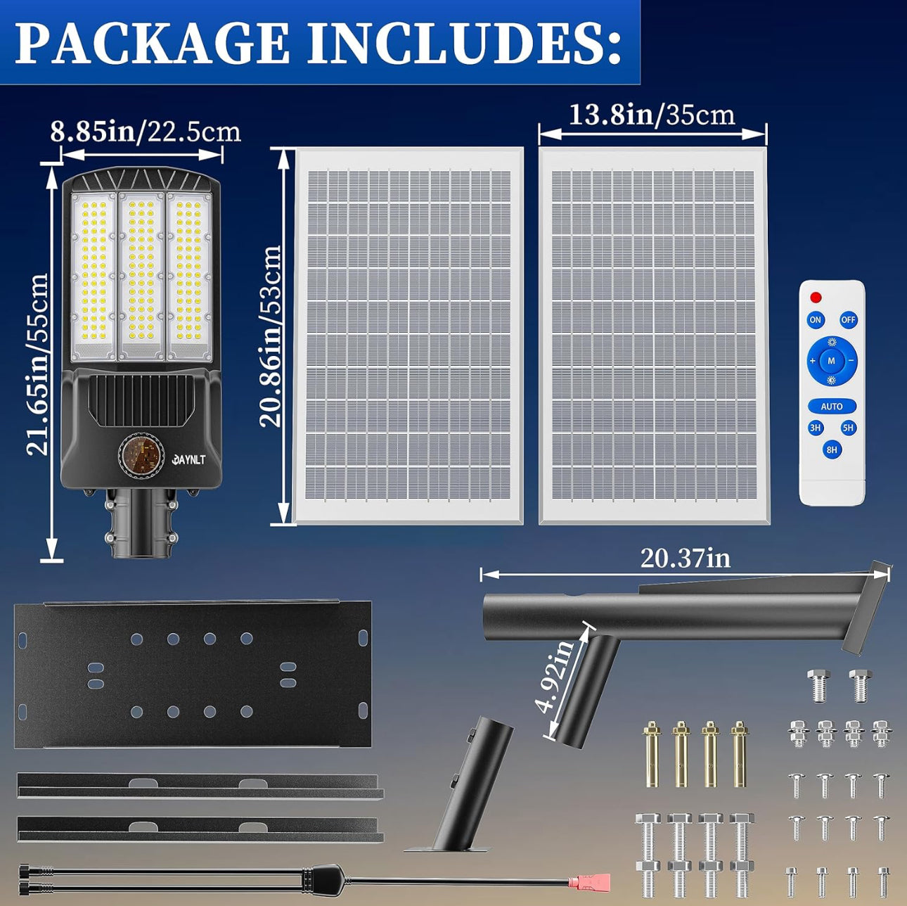 6500W Solar Street Lights - 500000LM High-Powered Outdoor Lighting for Commercial Parking Lots - 6500K Dusk to Dawn with Remote Control