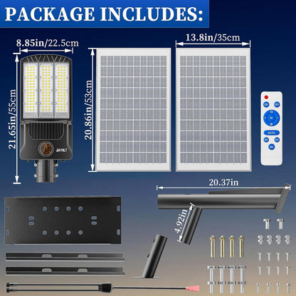 6500W Solar Street Lights - 500000LM High-Powered Outdoor Lighting for Commercial Parking Lots - 6500K Dusk to Dawn with Remote Control