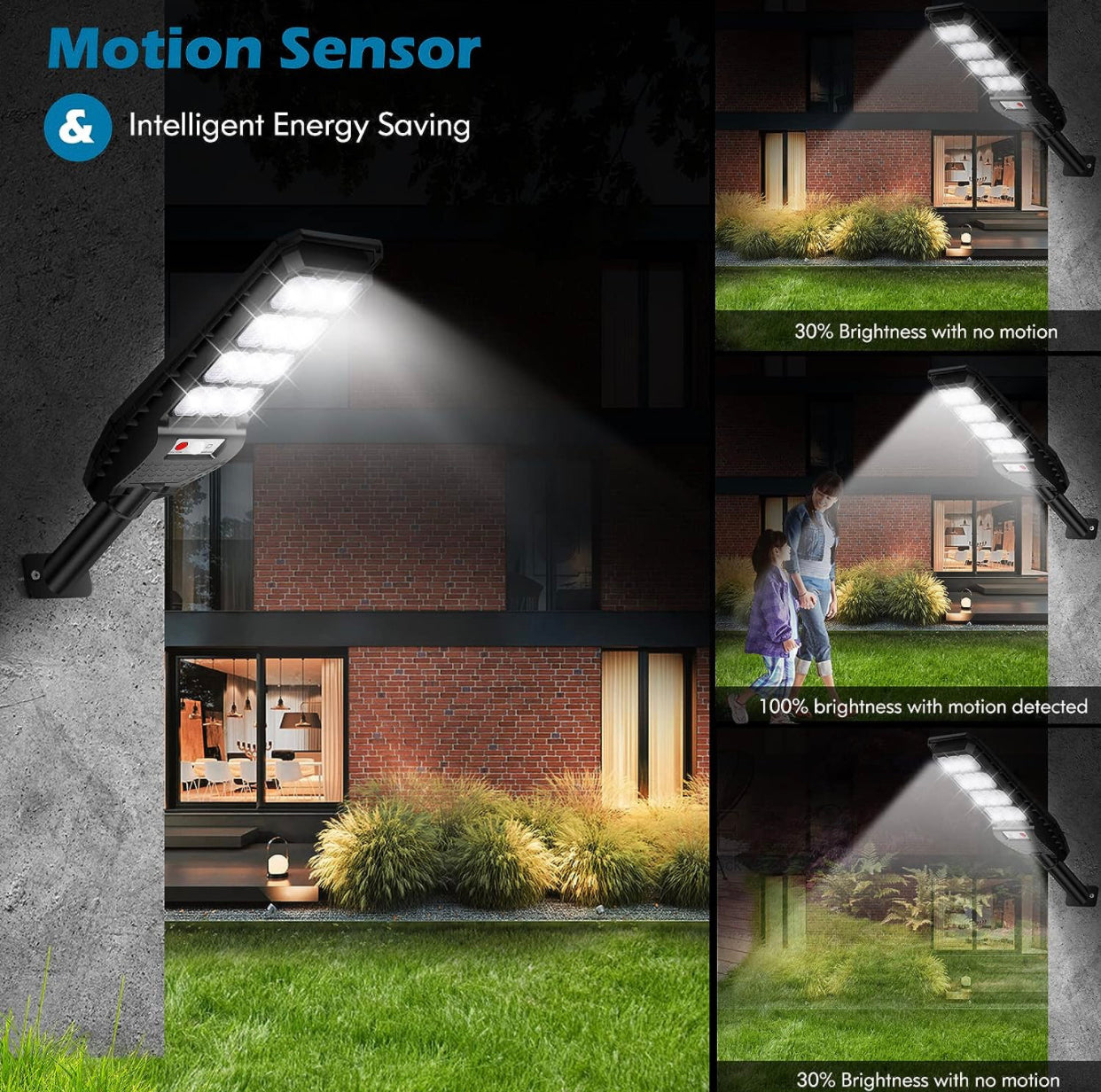 Solar Street Lights Outdoor 2-Pack, 6000LM Waterproof Motion Sensor with Remote Control, Dusk to Dawn, 6500K for Pathway & Garden Lighting