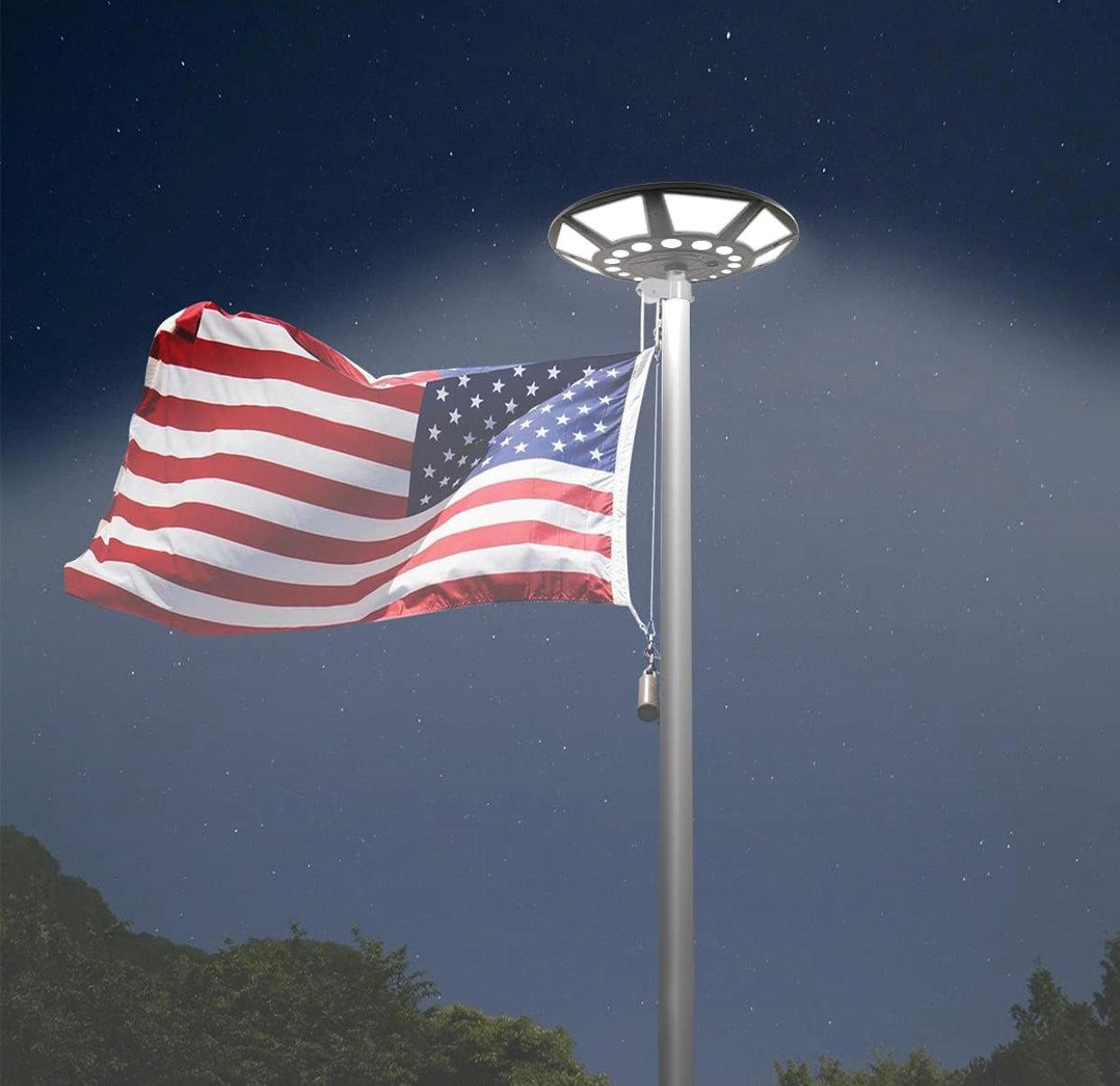 Solar Flag Pole Light with 266 LEDs, 4200 Lumens Brightness, Dusk to Dawn Outdoor Lighting for Flagpoles and Gardens