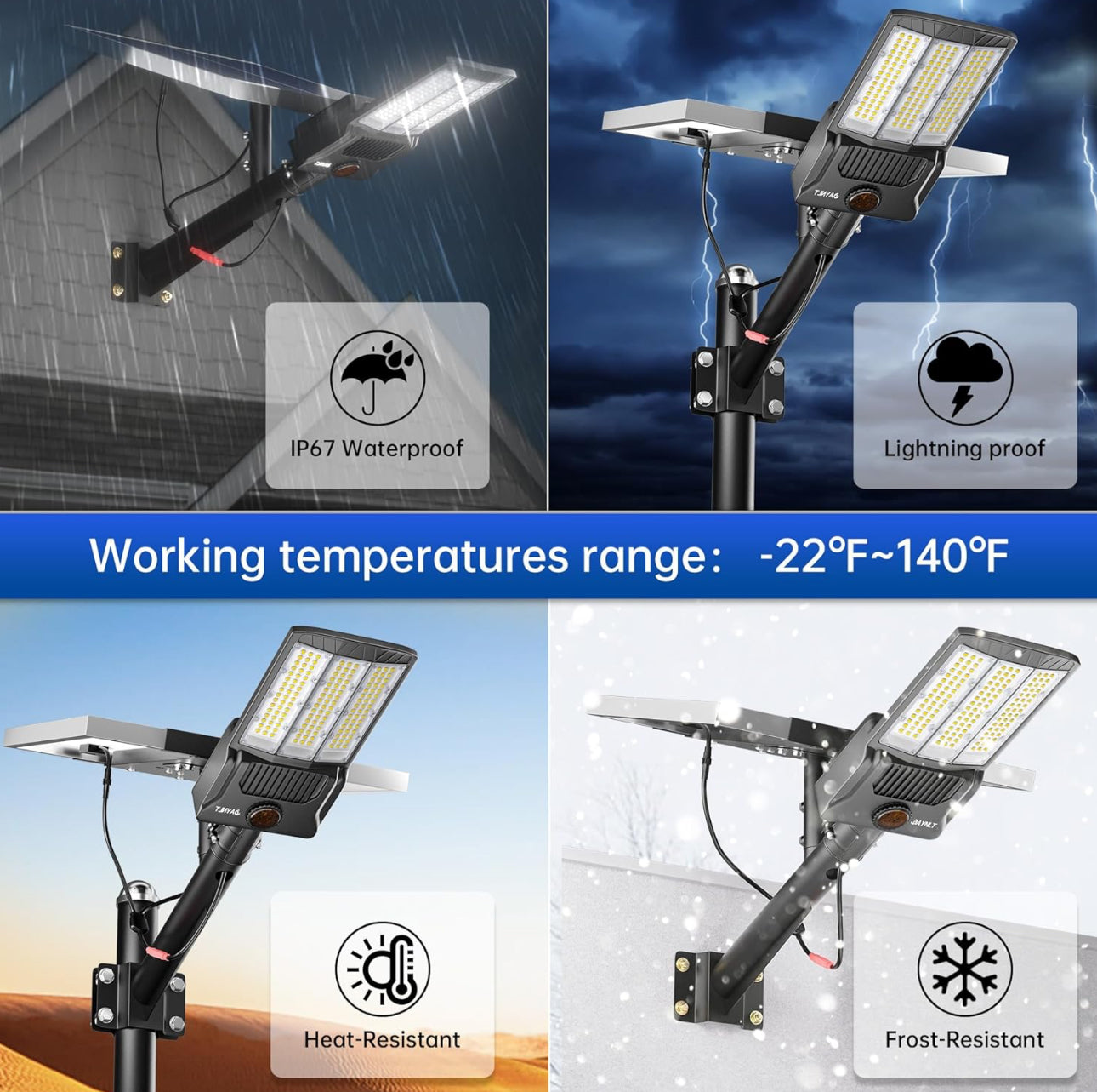 6500W Solar Street Lights - 500000LM High-Powered Outdoor Lighting for Commercial Parking Lots - 6500K Dusk to Dawn with Remote Control