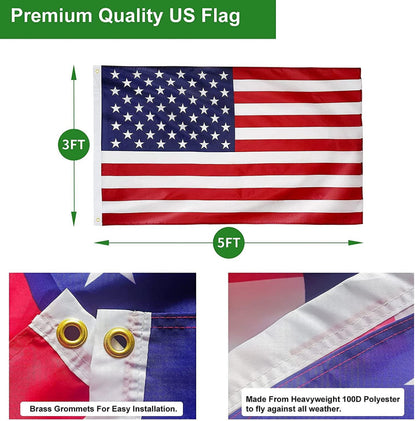 Heavy Duty 20 FT Flag Pole Kit with Extra Thick Outdoor Flag and 3x5 American Flag for Residential or Commercial Use