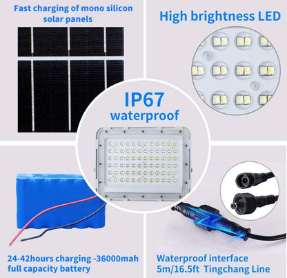 300W LED Solar Flood Light, 24000 Lumens Waterproof Outdoor Lighting with Remote Control for Streets, Gardens & Patios