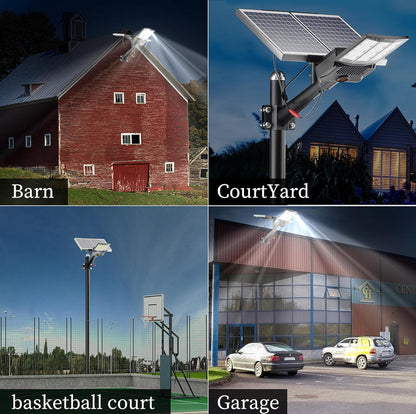 6500W Solar Street Lights - 500000LM High-Powered Outdoor Lighting for Commercial Parking Lots - 6500K Dusk to Dawn with Remote Control