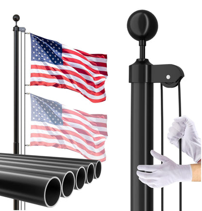 Heavy Duty 20 FT Flag Pole Kit with Extra Thick Outdoor Flag and 3x5 American Flag for Residential or Commercial Use