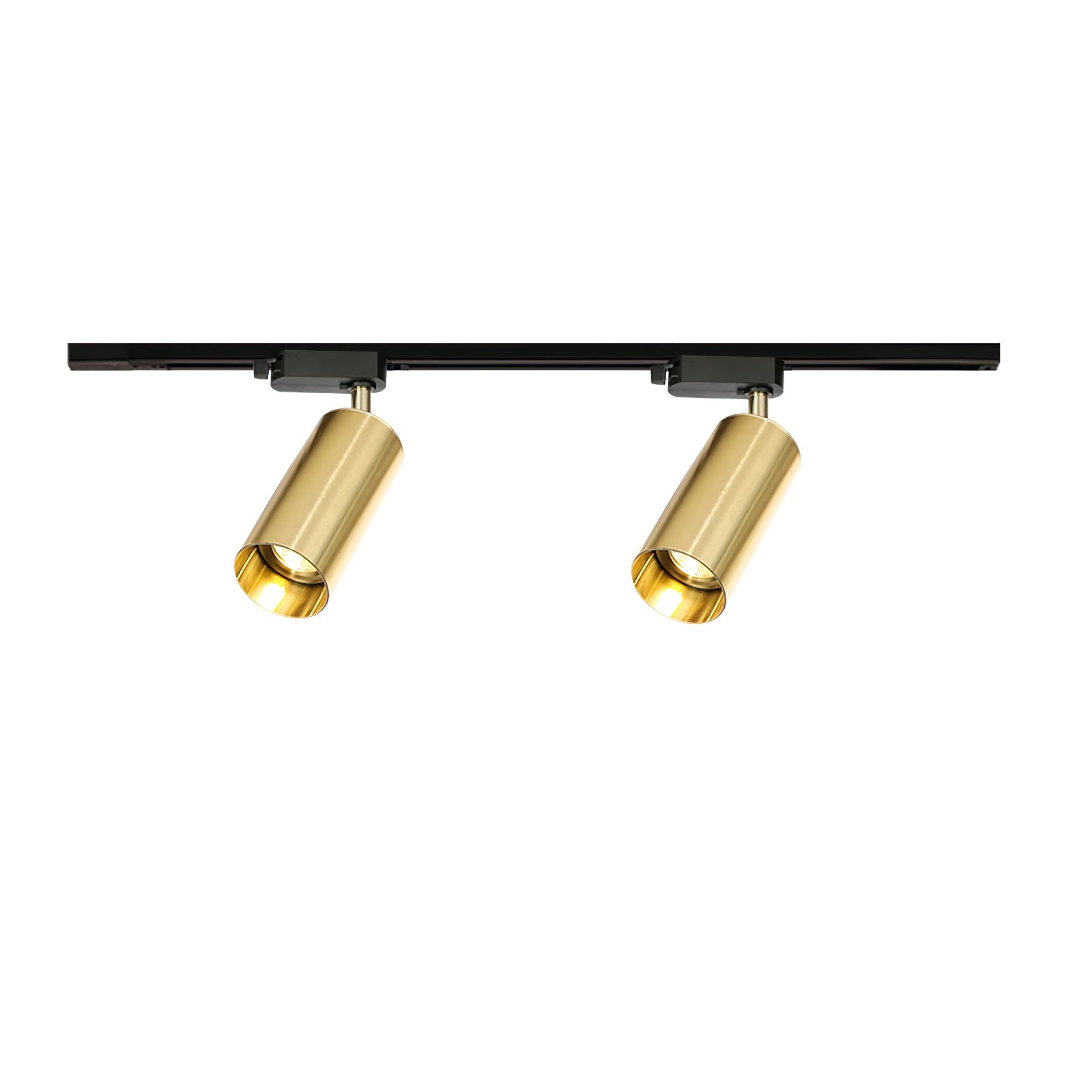 Gilded Rail Track Light | Sleek Gunmetal Black with Golden Cylindrical Heads for Indoor Modern & Industrial Decor
