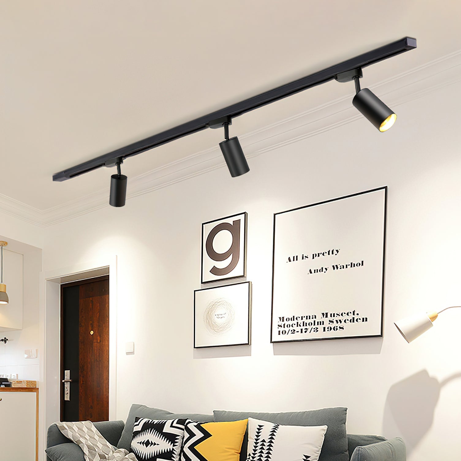 Gilded Rail Track Light | Sleek Gunmetal Black with Golden Cylindrical Heads for Indoor Modern & Industrial Decor