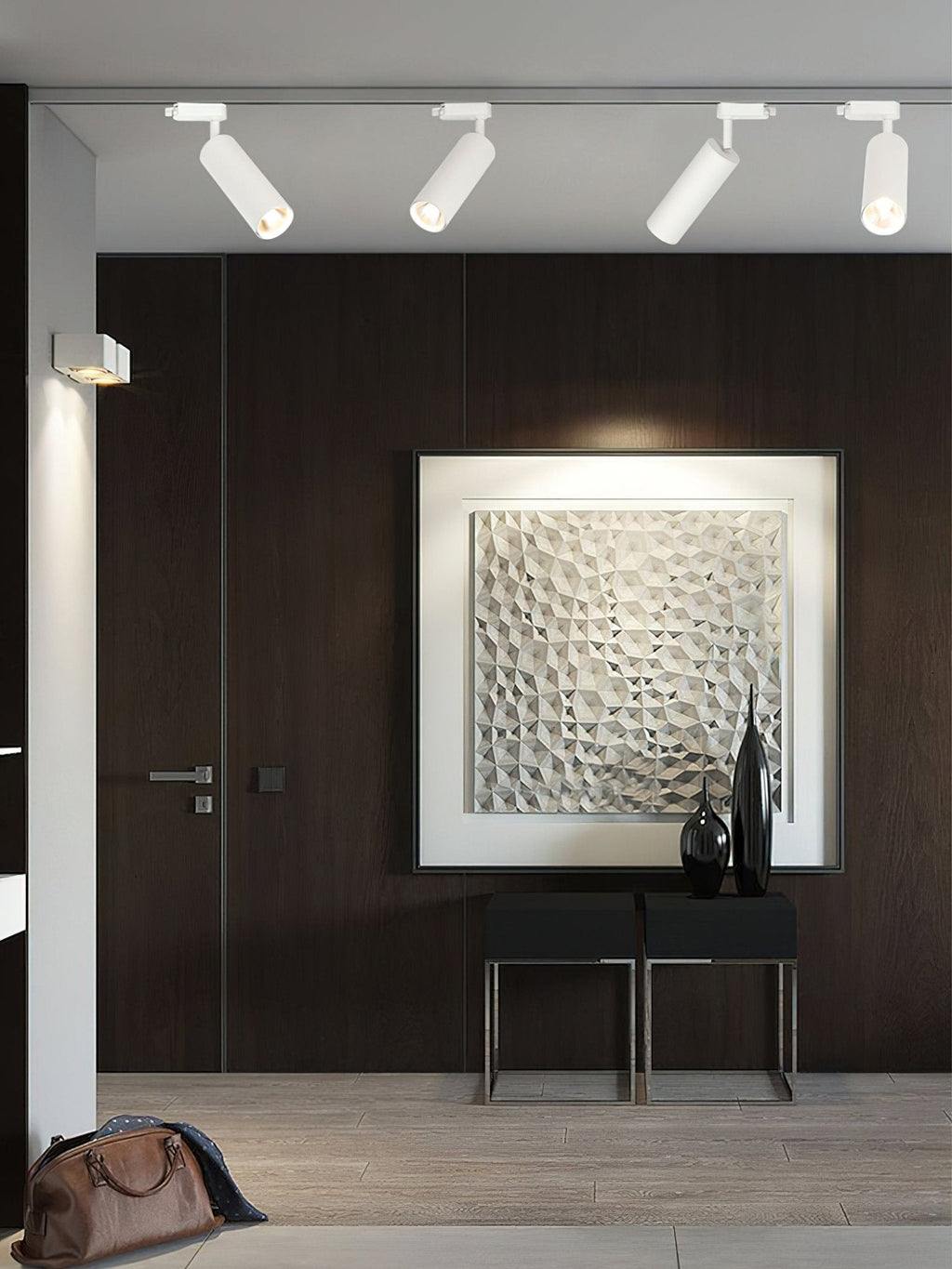 Gilded Rail Track Light | Sleek Gunmetal Black with Golden Cylindrical Heads for Indoor Modern & Industrial Decor