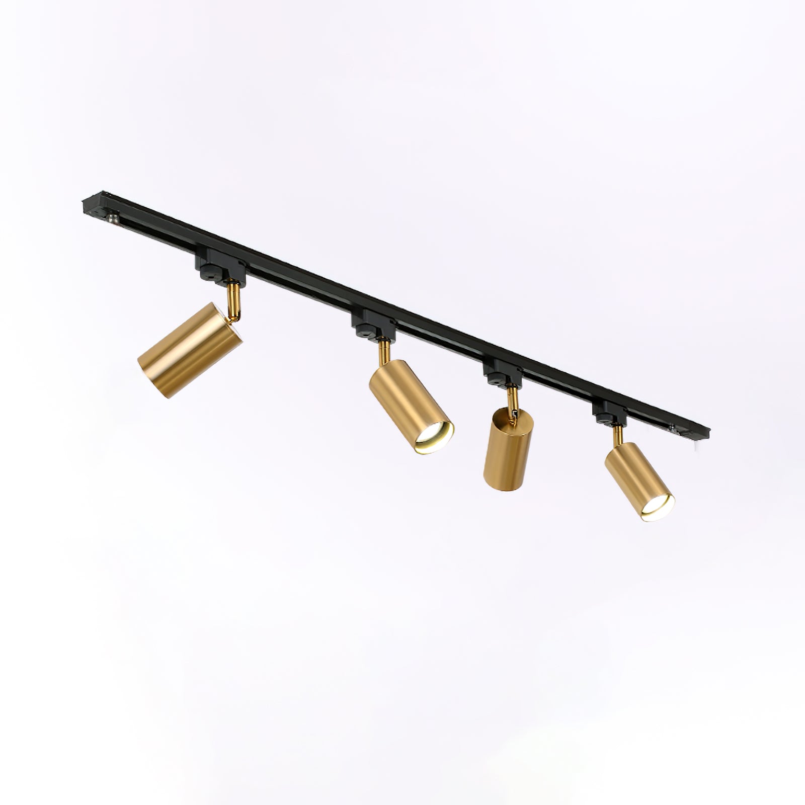 Gilded Rail Track Light | Sleek Gunmetal Black with Golden Cylindrical Heads for Indoor Modern & Industrial Decor