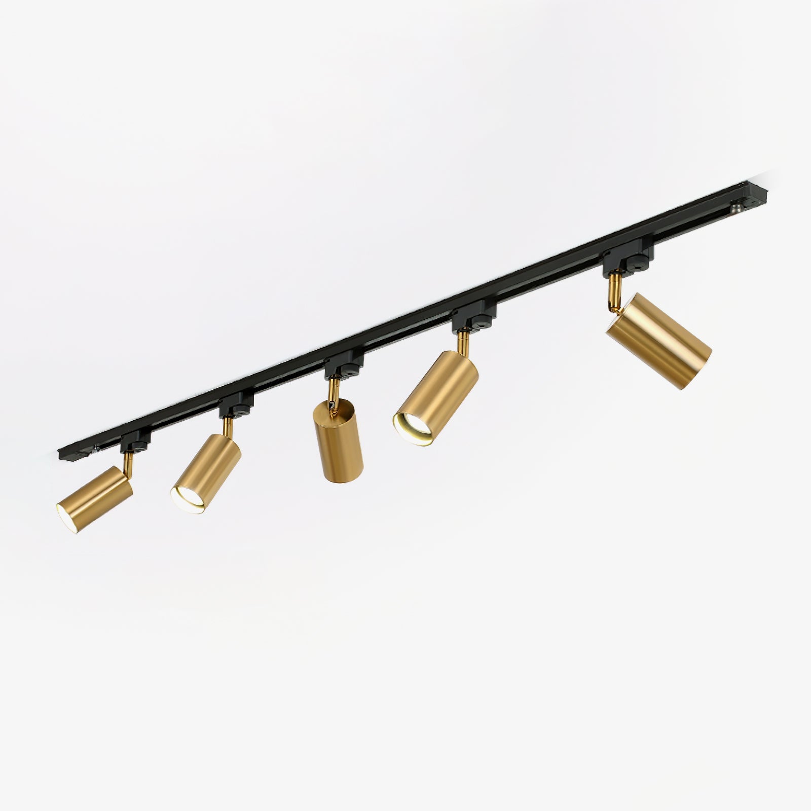 Gilded Rail Track Light | Sleek Gunmetal Black with Golden Cylindrical Heads for Indoor Modern & Industrial Decor