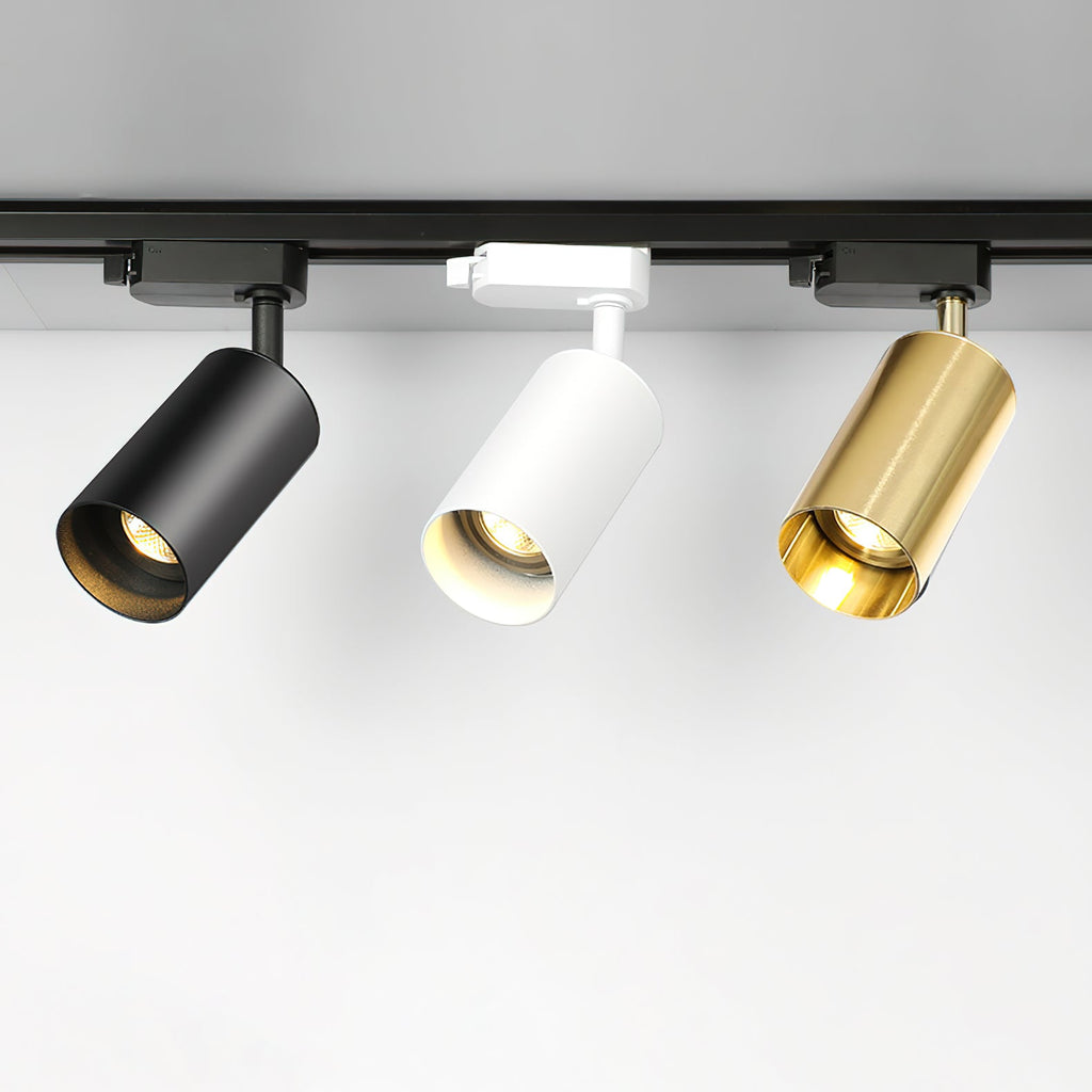 Gilded Rail Track Light | Sleek Gunmetal Black with Golden Cylindrical Heads for Indoor Modern & Industrial Decor