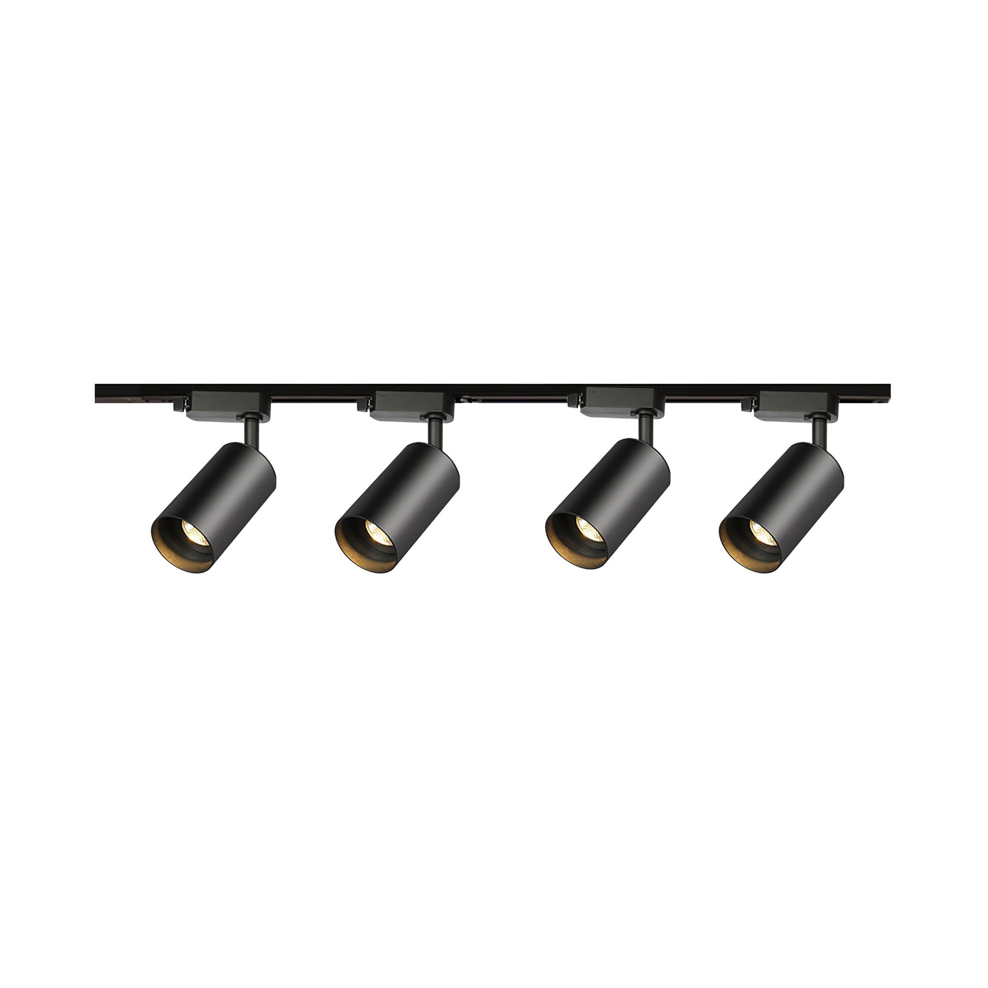 Gilded Rail Track Light | Sleek Gunmetal Black with Golden Cylindrical Heads for Indoor Modern & Industrial Decor