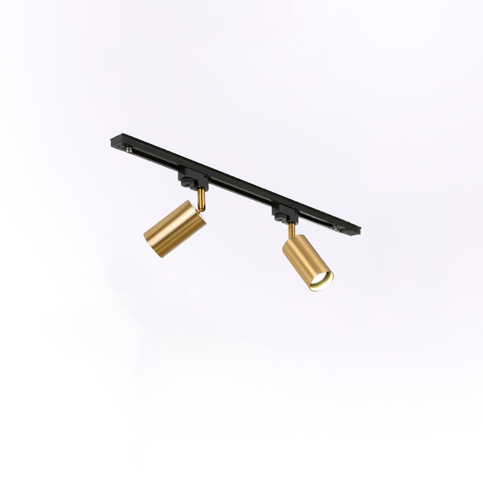 Gilded Rail Track Light | Sleek Gunmetal Black with Golden Cylindrical Heads for Indoor Modern & Industrial Decor