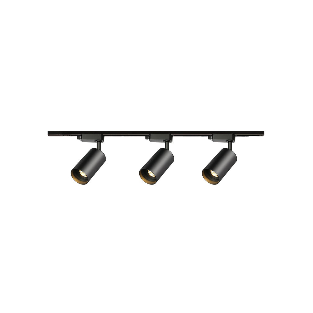 Gilded Rail Track Light | Sleek Gunmetal Black with Golden Cylindrical Heads for Indoor Modern & Industrial Decor