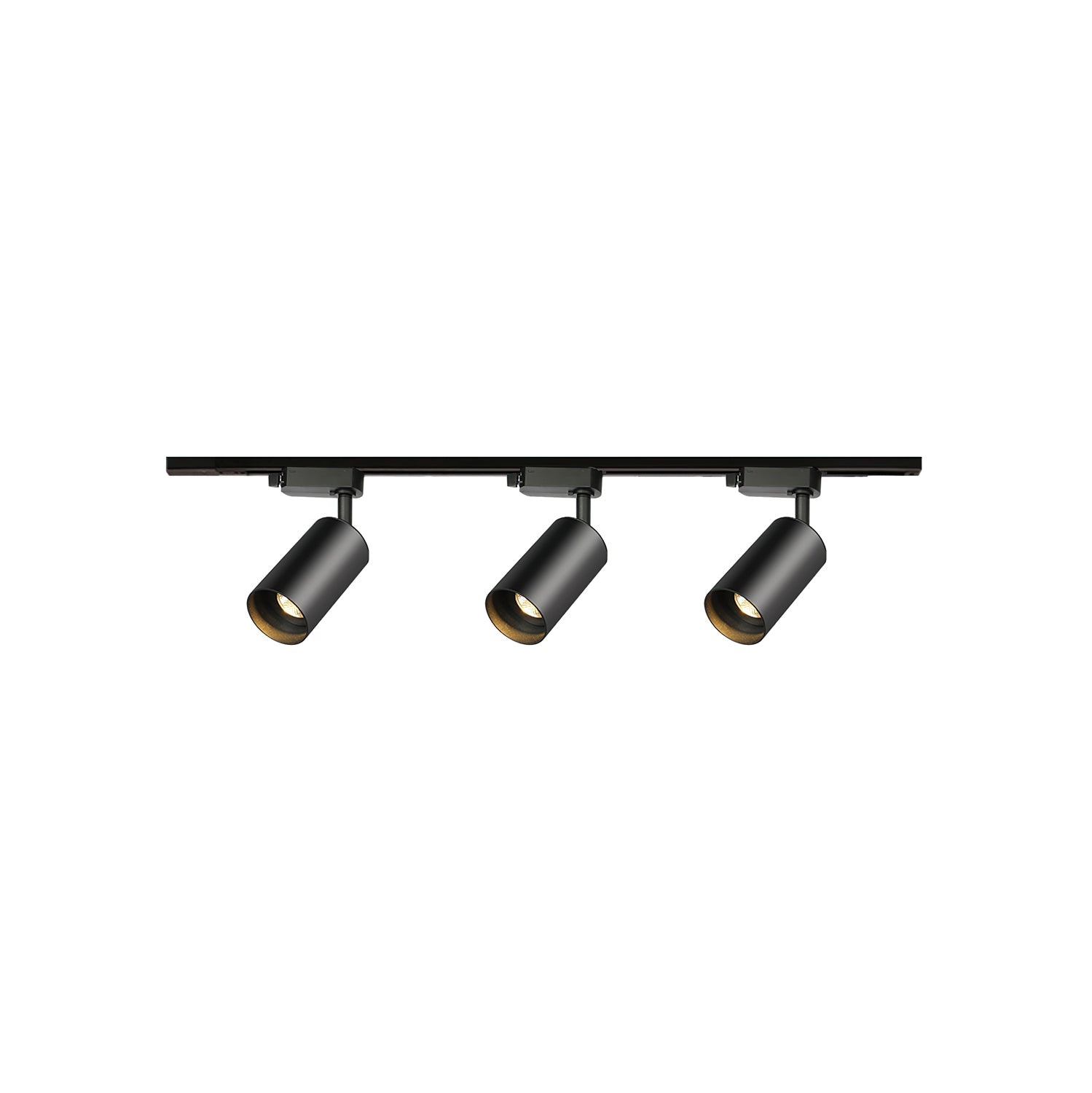 Gilded Rail Track Light | Sleek Gunmetal Black with Golden Cylindrical Heads for Indoor Modern & Industrial Decor