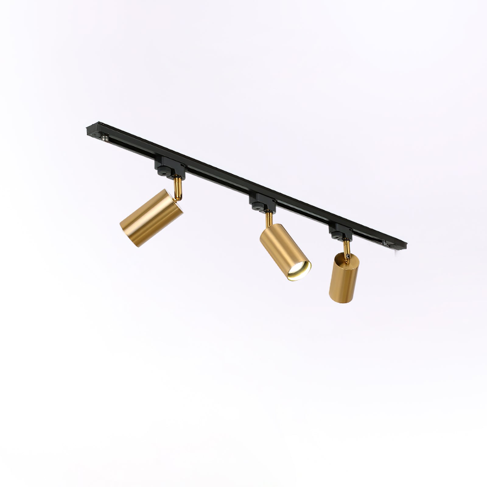 Gilded Rail Track Light | Sleek Gunmetal Black with Golden Cylindrical Heads for Indoor Modern & Industrial Decor
