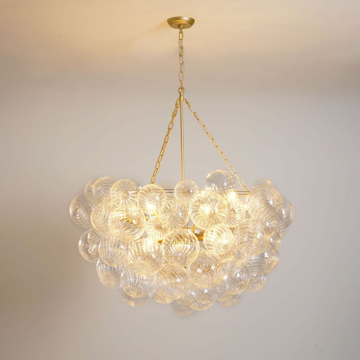 Glass Ball Bubbles Chandelier | Customizable Sizes, Gold Finish & Ideal for Living Room or Dining Area